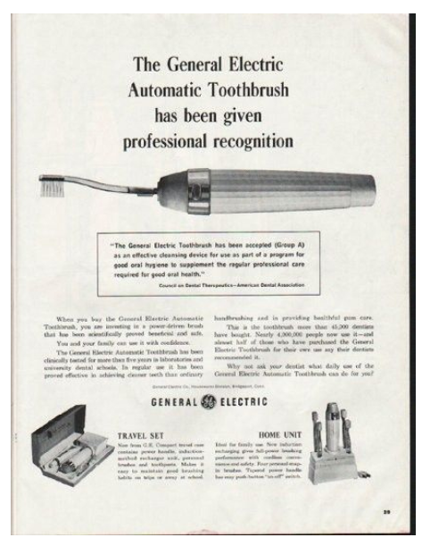 pubblicità del primo spazzolino elettrico